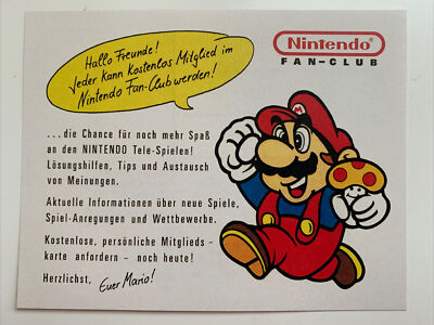 1989! 1x Orig. Fan Club Play Nintendo Entertainment System NES Postkarte Flyer