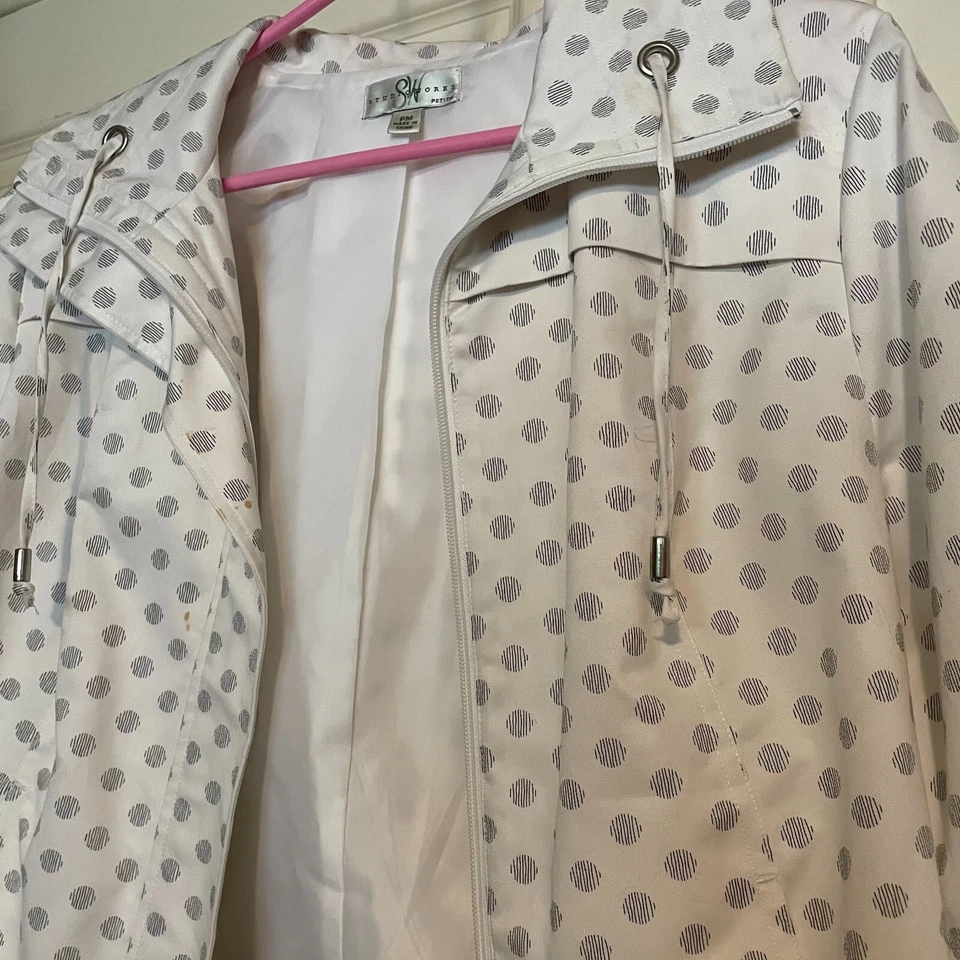 Cortavientos Mujer Studio Works Cremallera Completa Crema y Negro Lunares Talla Pequeña M Foto 3 de 4