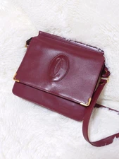 Cartier Must Line Shoulder Bag Leather Bordeaux Authentic F02272113