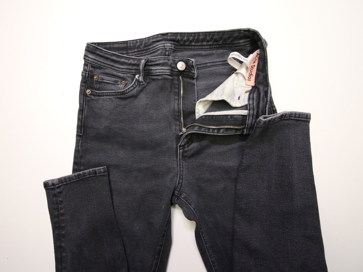 Acne Studios Peg Used Black Gray Jeans Womens W28 Stretch Slim