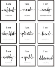 9 Pieces Inspirational Motivational Wall Art Office Bedroom Wall Art, Daily Posi