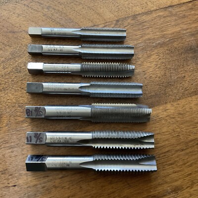 Lot of 7 Assorted Taps 7/16x20 thru 5/8''x11 Used Great Cond.