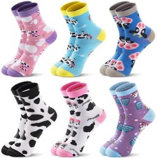 Janmercy 6 Pairs Fun Cow Socks for Women Cute Cotton Crew Animal Stuff Socks ...