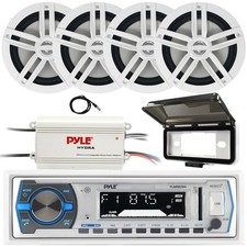 Pyle PLMRB29W Marine MP3 USB Stereo Radio Receiver 4X Speakers 4CH Amplifier