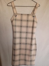 Boohoo Size 8 Beige Checkered Dress