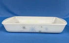 Vintage Glasbake Atomic Starburst Milk Glass Rectangle Casserole Serving Dish