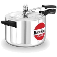 Sleek 5L Classic Aluminum Pressure Cooker, Silver