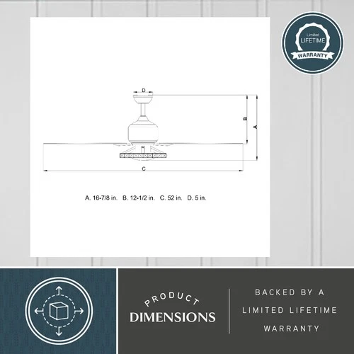 Vaxcel Lighting Clara 52 Clara 52" 3 Blade Indoor Ceiling Fan - Nickel - Picture 8 of 12