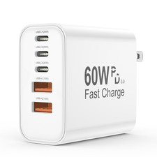 USB C Charger Block, 60W 5 in 1 Charging Blocks, PD 3.0 Fast Charger Iphone, QC