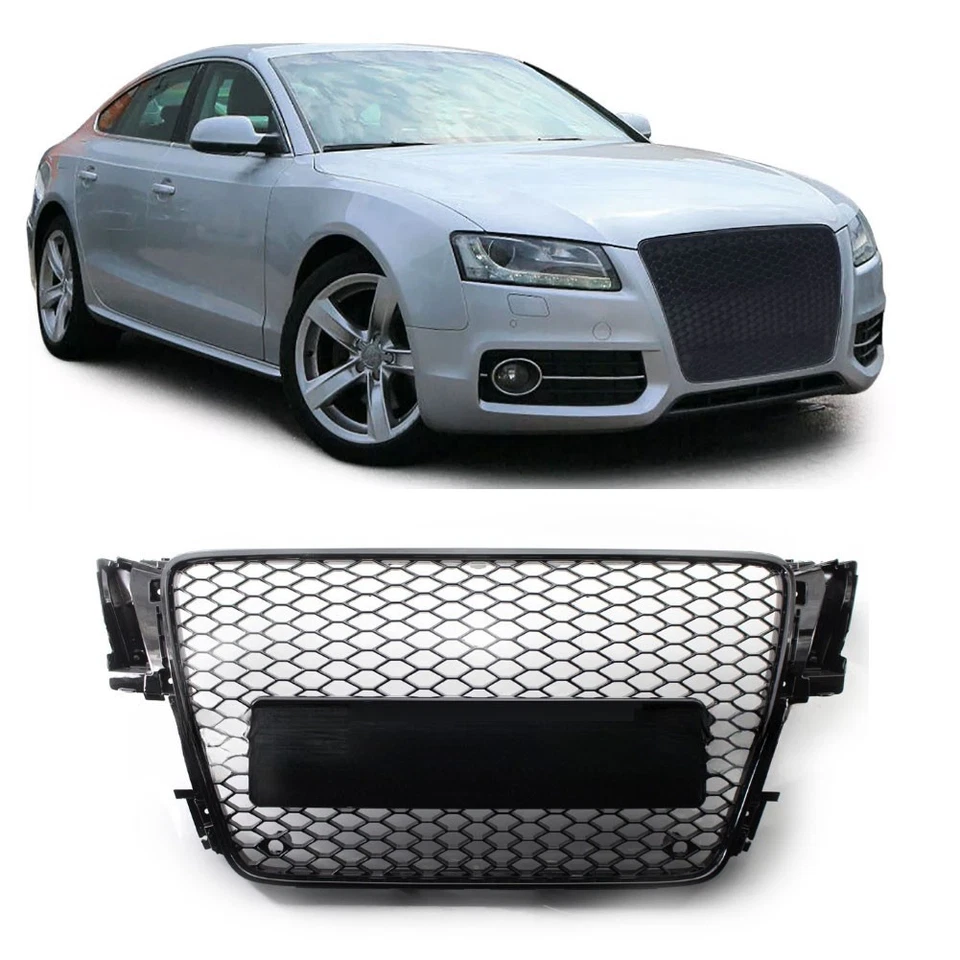 Front Mesh RS5 Style Bumper Grille For Audi A5/S5 B8 8T 2008-2011 2012 Black Foto 2 de 4