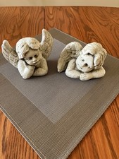 Cherub Angel 5  Concrete Statues Set Of 2 Vintage Home Or Garden Decor.