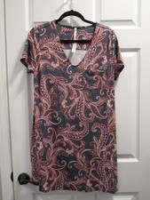 SOMA COOL NIGHTS S/S PAJAMA SLEEPSHIRT IN IMPERIAL PAISLEY SIZE MEDIUM