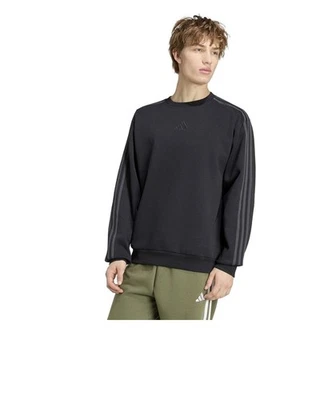  Sport Sweatshirt Pullover HERREN Adidas Ess 3-stripes Crew Fleece Ruß  - Bild 1 von 4