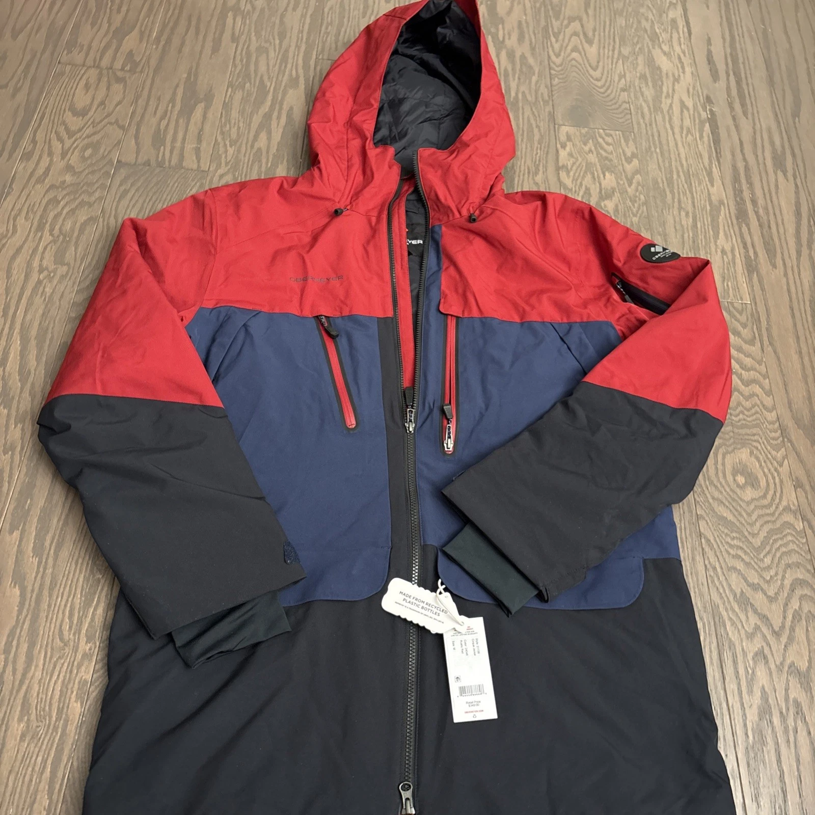 NWT Obermeyer Cirque Jacket Mens Medium M Red Blue Waterproof Insulated Ski $349