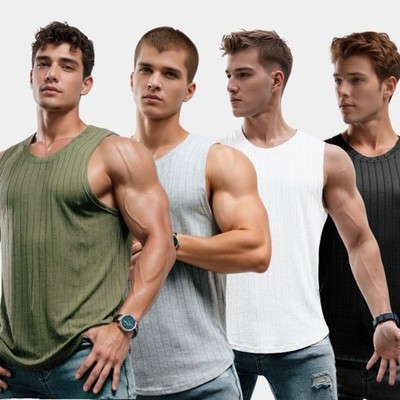 1-4 Pack  Summer Gym Muscle Men's Sleeveless T-Shirt Tank Top Solid Color lot