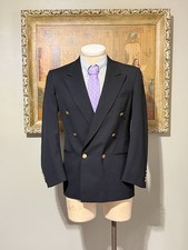 VTG Christian Dior Monsieur Black Double Breasted Blazer Gold Buttons 40R USA