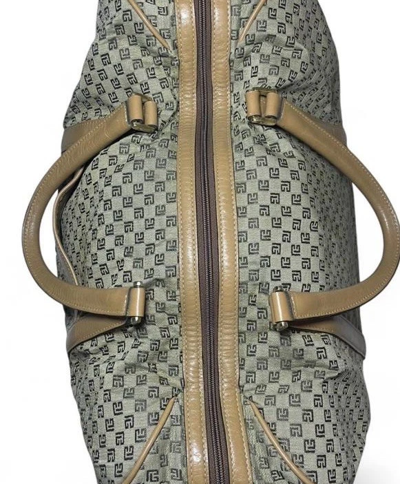 Винтажный вещевой чемодан PIERRE BALMAIN с монограммой дорожный Weekender желтовато-коричневая кожаная отделка - Изображение 4 из 4