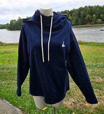Charles River Navy Blue Cowl Neck Hoodie Pullover Athleisure Coastal Casual L