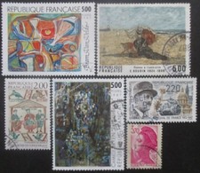 FRANCE-1987-N°2473 - 2474 - 2486 - 2492 - 2493 et 2499 oblitérés