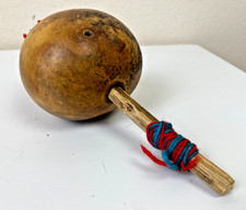 Handcrafted Primitive Gourd Rattle Folk Art Percussion Instrument Native Style