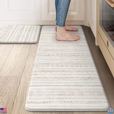 Ergonomic Anti-Fatigue Kitchen Mats - Non-Slip Memory Foam Comfort Rugs, Khaki