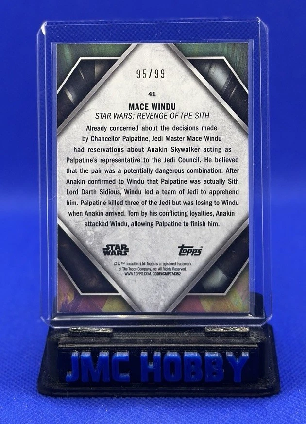 2024 Topps Star Wars Masterwork Mace Windu (Green Parallel) #’d /99 Card #41 - Image 2 of 3