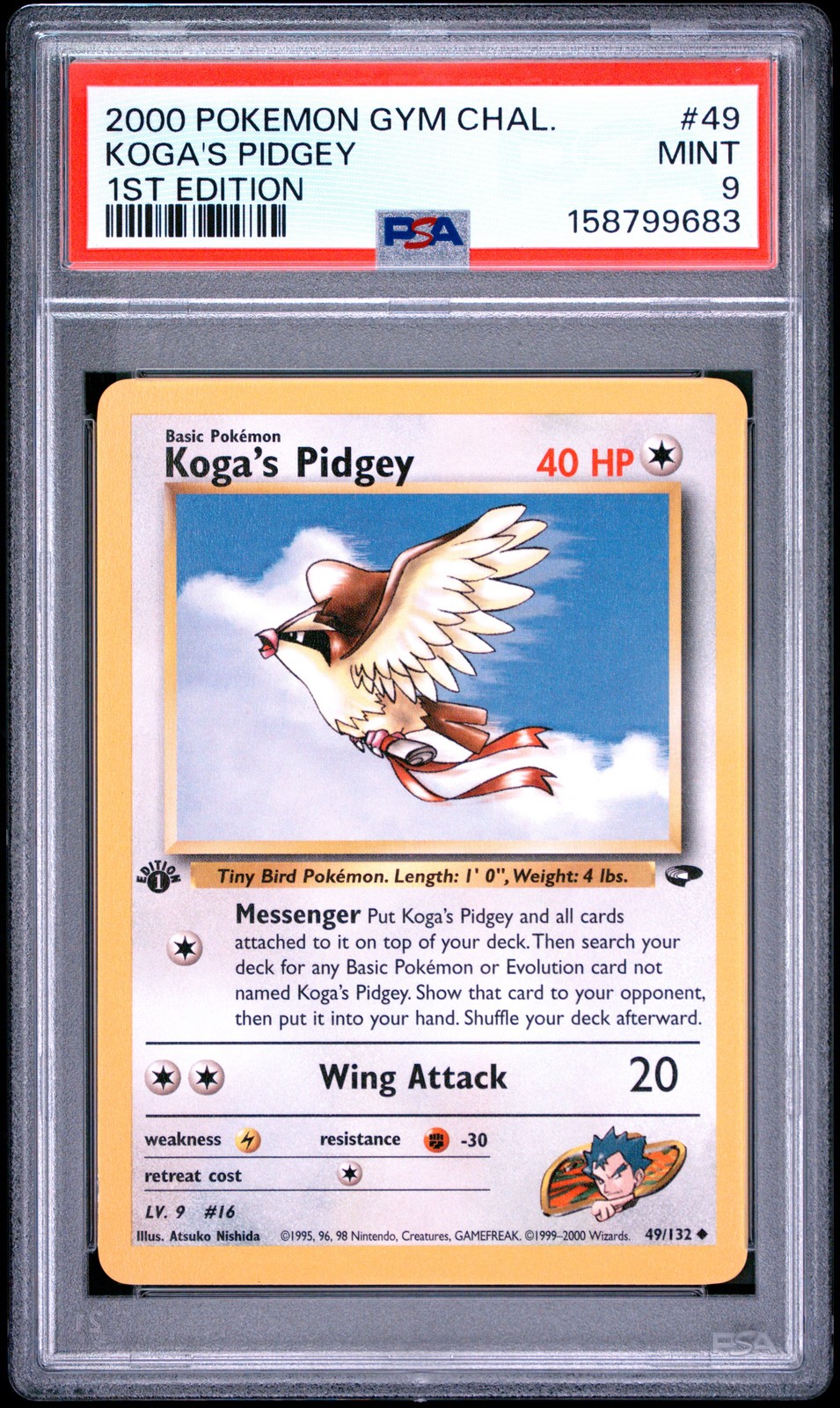 PSA 9 Koga's Pidgey #49 1st Ed 2000 Pokemon Gym Challenge 158799683