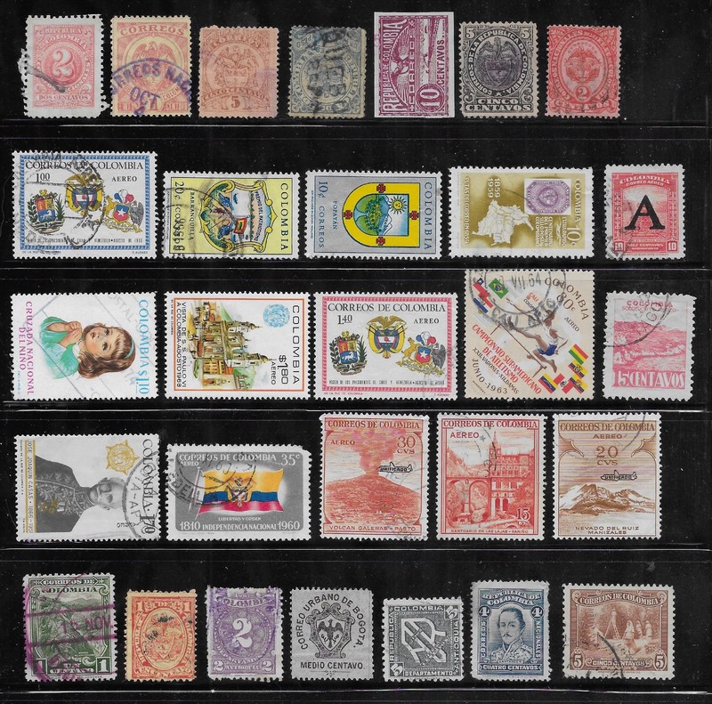 29 Colombia Stamps from Quality Old Antique Album