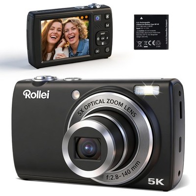 Powerflex Digitalkamera Compact 5X Optisch Zoom Touchscreen 64MP 5K Fotoappar...