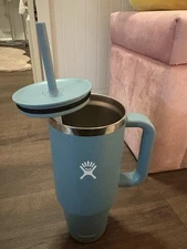 Hydro Flask 40oz All Around Travel Straw Tumbler Dark Blue Color Slightly Used