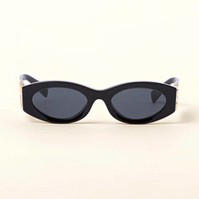 Miu Miu MIU 04V Women  s Rectangle Sunglasses Black Frame Gray Tinted UV400