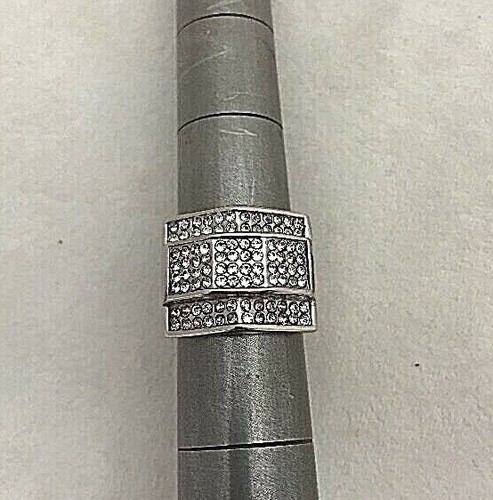 Stainless Steel CZ Pave' Top Rectangular Ring ~ Size 8 1/4 - Picture 2 of 12