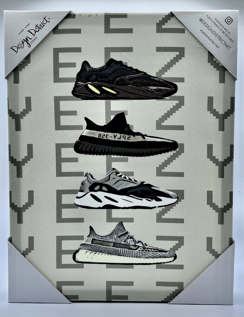 Design District Studio NWT Yeezy & LV Black, White, Gold Canvas Wall  Art 14”x11”