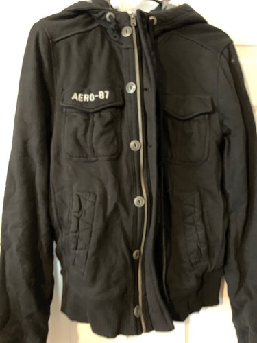 Aeropostale Aero Black Hoodie Flannel 