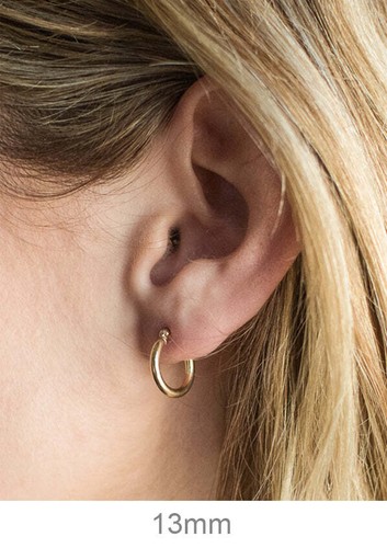 14k Yellow Gold Lightweight Hoop Earrings (2mm), All Sizes - Picture 2 of 24