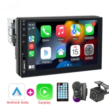 1 Din Car Radio 7" Carplay Android Auto Multimedia Player HD Touch Screen