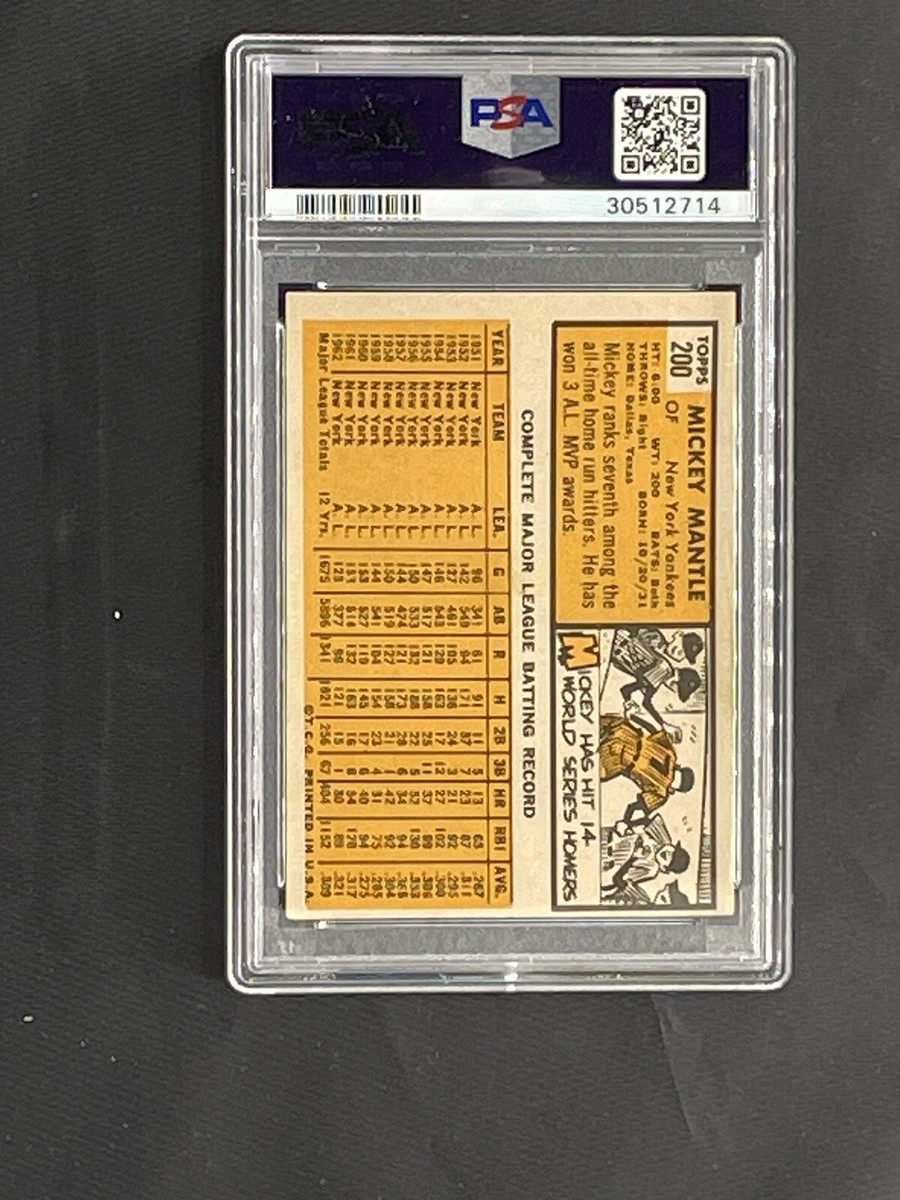 1963 Topps Mickey Mantle Auto PSA 5/8 second highest graded! | eBay
