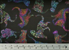 Quilting Treasures  Colorful Design Cats Black  100 Cotton Quilt Fabric BTY