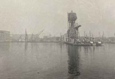 1950s Shipyard Cranes Buildings Boats Seascape Maritime Original Photo P16m27