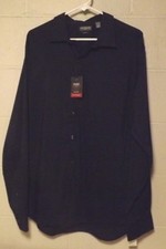 Van Heusen Flex Slim Fit Mens Button Front Shirt Blue Stripe Size XL 17-17 1/2