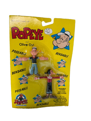 POPEYE & OLIVE OIL BENDABLE FIGURES JESCO 1988 KING FEATURES SYNDICATE NO. 1415