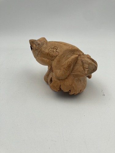 3" High Balinese Hand Carved Root Frog Sculpture Indonesia - Picture 4 of 5