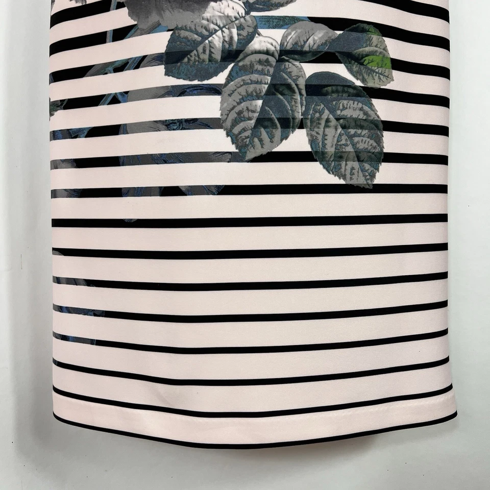 Beige By ECI Dress Women's Size 6 Sleeveless Below Knee Midi Striped Floral - Image 4 of 4