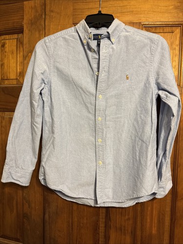 Ralph Lauren Polo Boy's Size L (14-16) Blue Long Sleeve Oxford Shirt Button Down