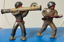 Two Barclay metal soldiers, podfoot, bazooka and rifleman, M1 helmet  good guys  