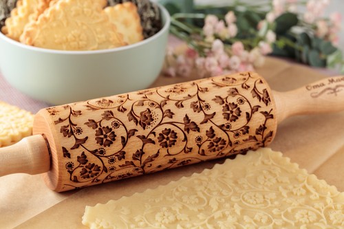 Textured Embossing Rolling pin Springerle mold Baking Cutters Cookie Stamp Clay - Picture 7 of 10