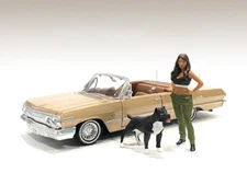 "LOWRIDERZ" FIGURINE IV & A DOG FOR 1/18 SCALE MODELS BY AMERICAN DIORAMA 76276