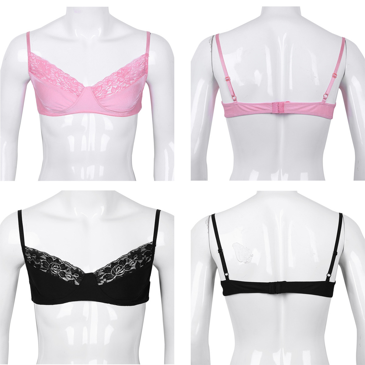 Men Sissy Lace Floral Bralette Underwear Lingerie Wire-Free Bra Top Sleepwear-image