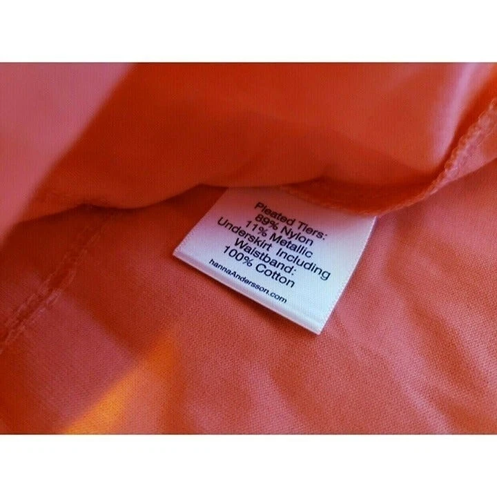 Falda Hanna Andersson Niñas Talla 120/6-7 Naranja Brillante Nueva Foto 3 de 4