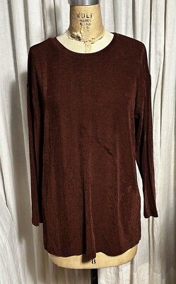 Used Tunic Top Vintage Women’s L Sleeve Chocolate Brown Slinky Knit Tunic Top Sz M-L ...
